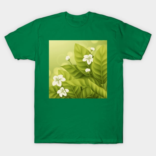 Yellow Green White Flowers T-Shirt by Tshirtstory